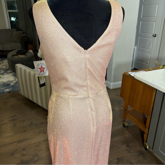 Betsy & Adam Glittering Asymmetrical Blush Dress - Picture 6 of 8